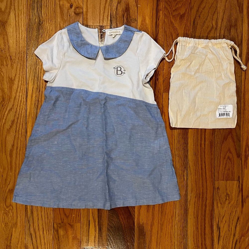 Blara organic house kid Two-tone Asymmetrical Linen Dress size 6Y